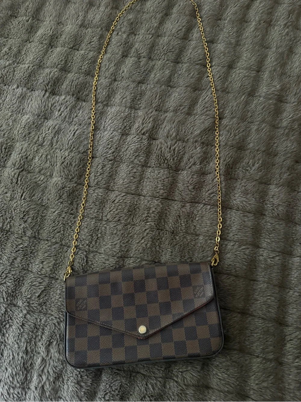 Louis Vuitton Brown Check Crossbody with Gold Chain